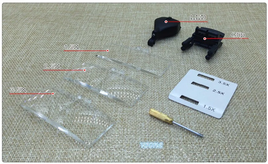 3 объектива клип на 1.5X 2.5X 3.5X 3D чтение светодиодный свет увеличительное стекло глаз Лупа часы Ремонт Oculos помощь руки пайки