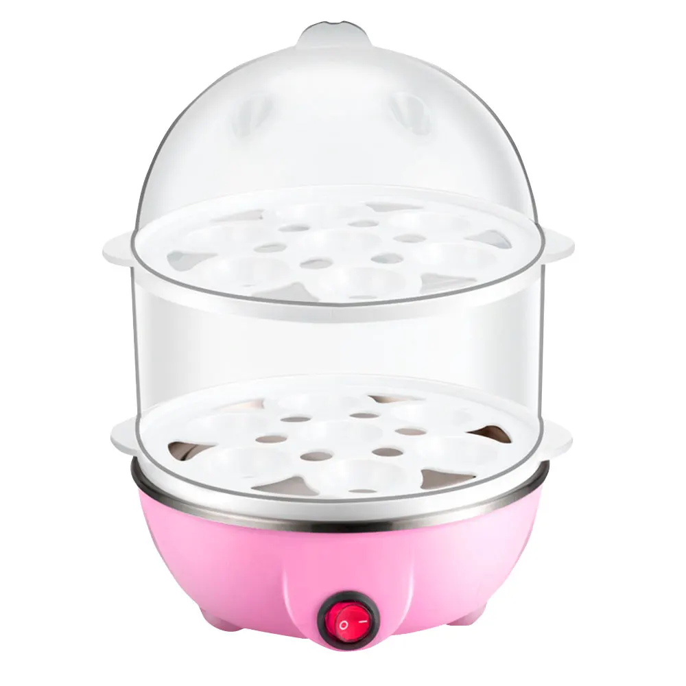 Drop Shpping Double-Deck яйцеварка Egg Boiler Multi-function электрическая Braise яичная плита для приготовления пищи инструменты - Цвет: pink