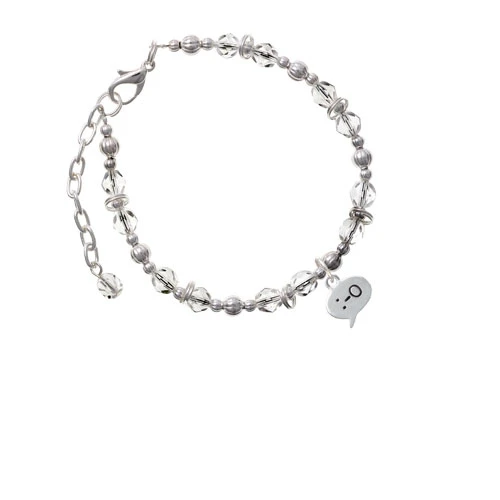 Silvertone Emoticon :-O - Surprise - Clear Beaded Bracelet