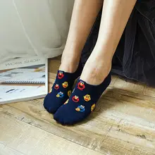 Harajuku женские невидимые короткие носки-лодочки милые аниме из мультфильмов фигурки жаккардовые мульти силиконовые полосы противоскользящие хлопковые чулки