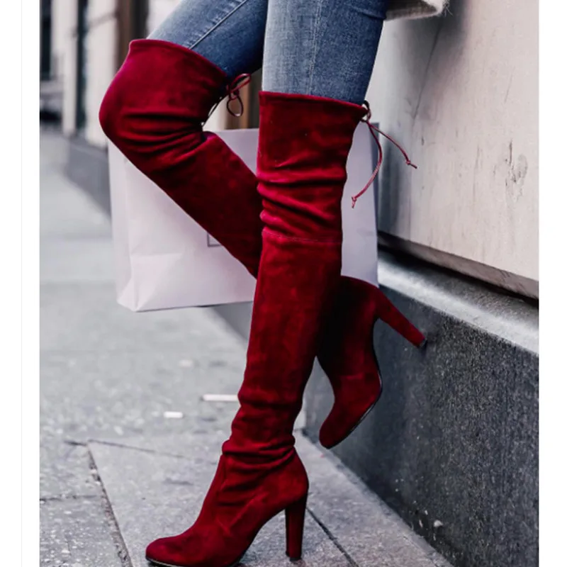 Lace Pointu Chaussons Mode Chaussures Super Femmes De Troupeau Up as Longues Luxe Piste Hauts Talons As Pic Sexy À Sur Genou Au Bout Star Des Retour Pic Marque Bottes HHwrq5