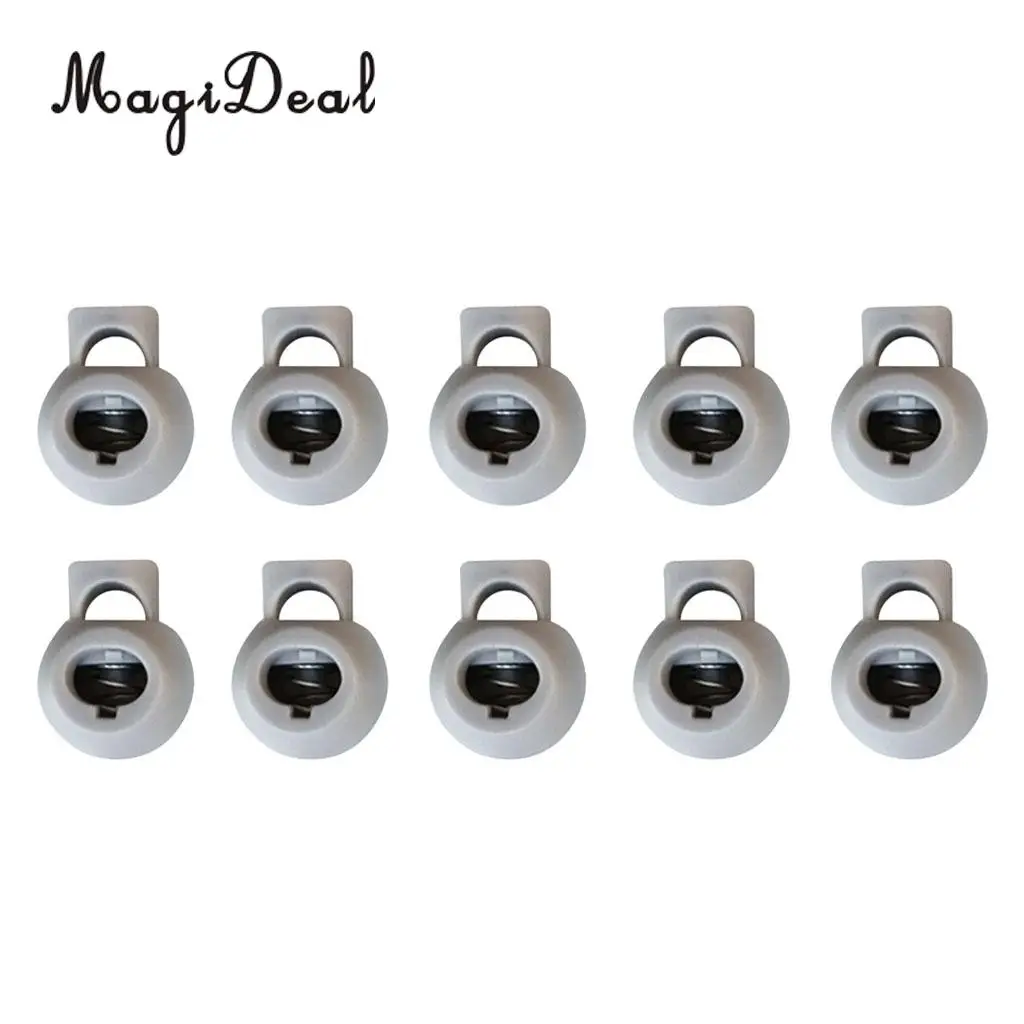 MagiDeal Pack 10 Rope Ball Stoppers Toggle Lock Ends Spring Buckle for Paracord Elastic Cord Bungee Rope Garment Shoelace