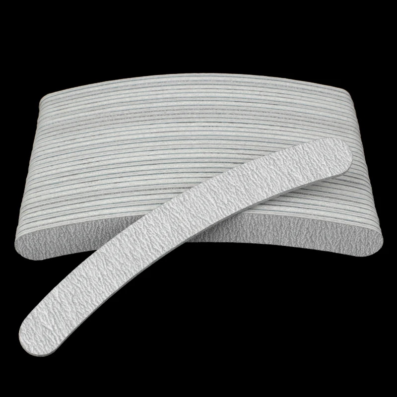 

50PCS/lot Curve Nail File 100/180 nail Sanding buffer Grey Banana Nail art File Manicure Pedicure Nail Tools lime a ongle