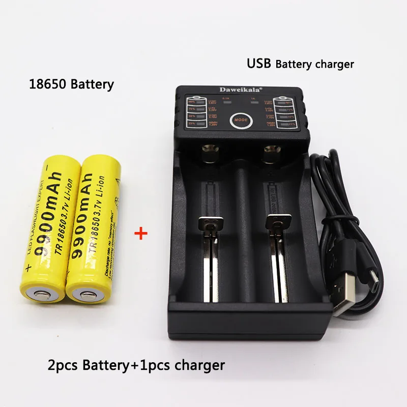 Daweikala аккумулятор 18650 3,7 в 9900 мАч литий-ионная аккумуляторная батарея 18650+ 1 unids 18650 зарядное устройство Intellige - Цвет: 2PCS