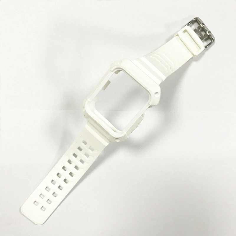 Спортивный ремешок для часов аpple 42 мм 44 мм 38 мм 40 мм iwatch 4 3 силиконовый браслет резиновый корпус браслет защитный чехол - Цвет ремешка: white