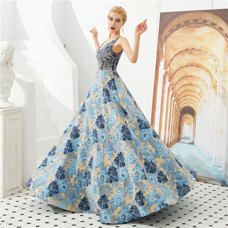 2020 Vestidos De Gala Largos с бусинками и выпускные платья а силуэта низким вырезом на спине v