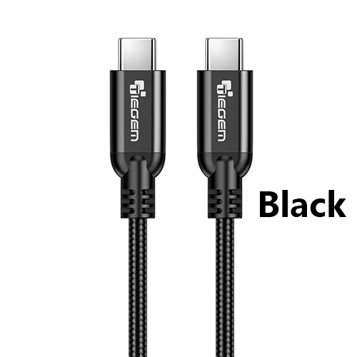 TIEGEM usb type-C кабель 3A USB C-USB-C кабель для samsung Galaxy S9 Xiaomi Быстрая зарядка type-C кабель для Oneplus USB 3,1 шнур - Цвет: Black