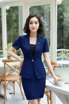 

Uniform Styles Formal Blazers 2 Piece With Tops And Skirt For Ladies Office Professional Business Work Wear Outfits Sets