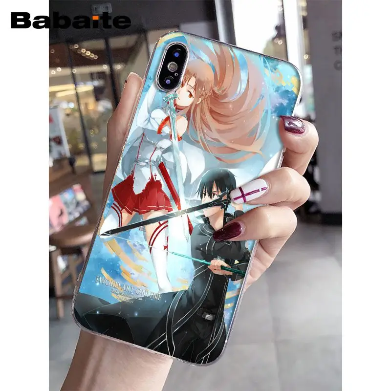 Babaite Sword Art Online SAO Japan аниме чехол для телефона для iPhone 5 5Sx 6 7 7plus 8 8Plus X XS MAX XR