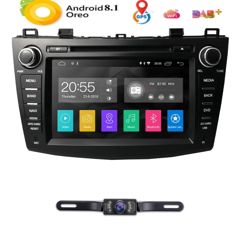 Clearance 8" 2Din Android8.1 Car DVD Player for Mazda 3 Mazda3 2010-2013 with BT 4G Wifi Radio GPS 2GRAM SWC RDS DVR DAB DTV+Rear Camera 1