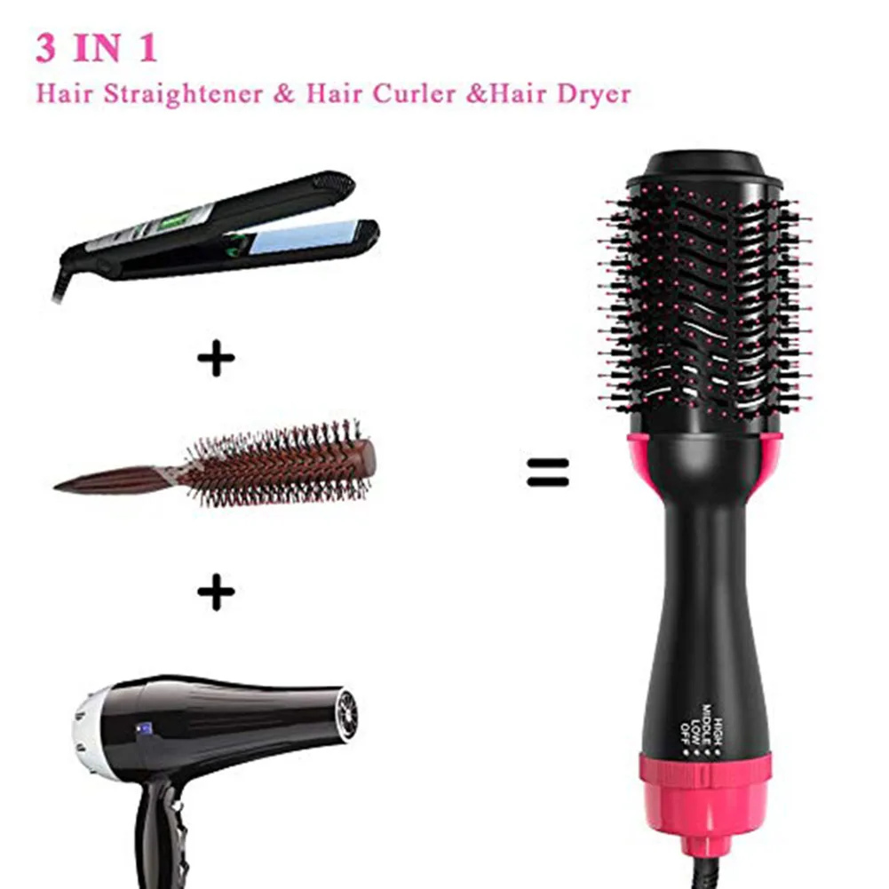 

One Step Hair Dryer Comb Volumizer Brush Straightener Curler+Sleep Cap+2pcs Wig Rope OA66