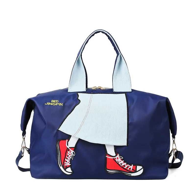 Брендовая спортивная сумка с принтом для девушек, женская сумка для фитнеса, Черная Женская дорожная сумка на плечо для занятий йогой, спортивные сумки - Цвет: Синий цвет