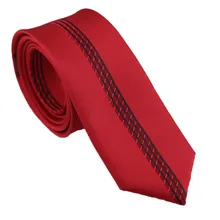 Coachella Галстуки красный с черной вертикальной полосой Панель Дизайн галстук микрофибры узкий галстук 6 см