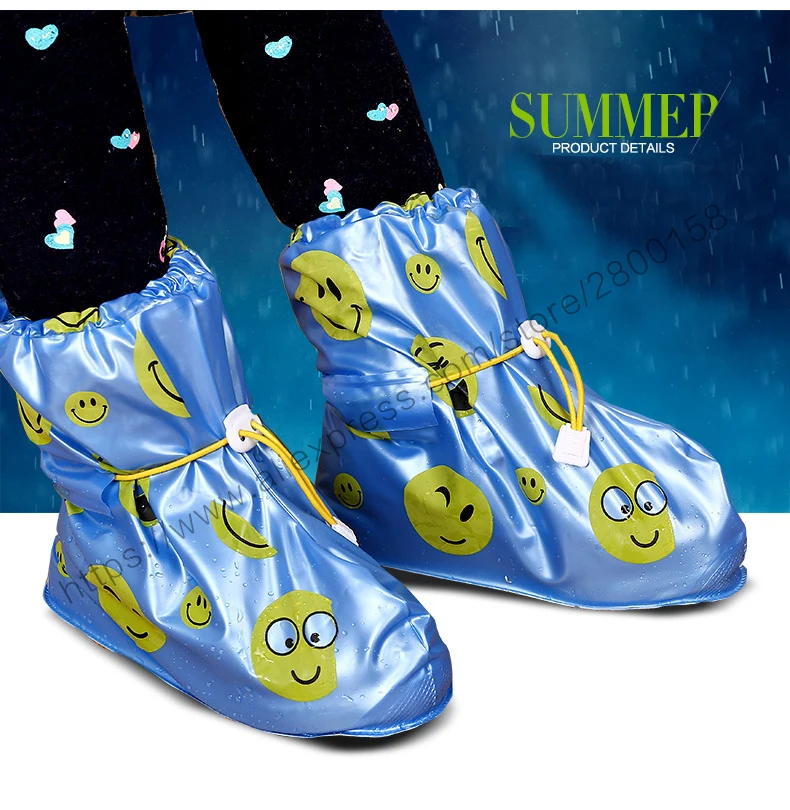 Мультяшное изображение, водонепроницаемые галоши, противоскользящие Чехлы для обуви многократного применения, утолщенная обувь, защитные сапоги, покрытие от дождя для детей