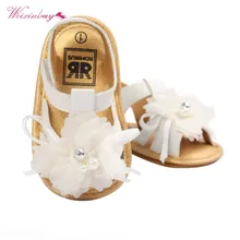 Weixinbuy летом прохладно Детские Сандалии для девочек Skidproof малышей маленьких Обувь с цветочным орнаментом босоножки из искусственной кожи