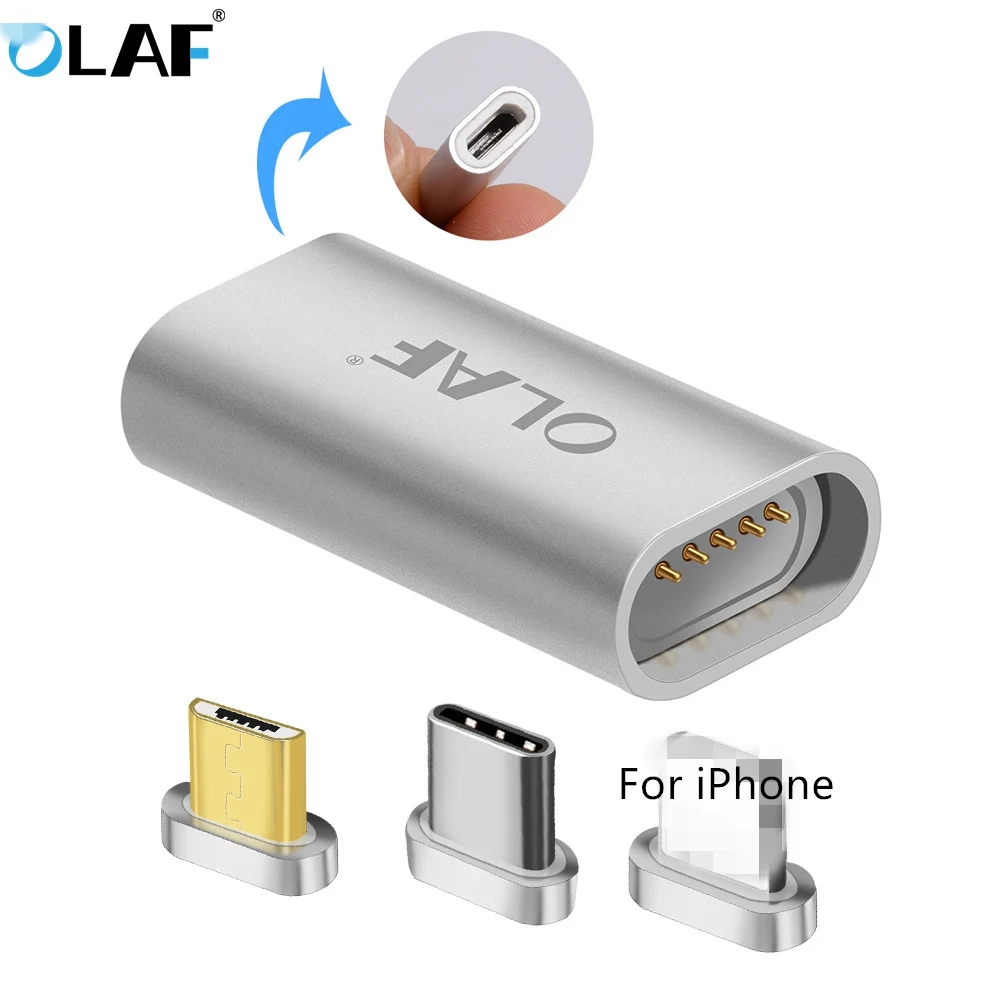 

OLAF Magnetic Adapter Connector For iPhone Xs Max X Micro USB To Type C Micro USB Plug Type-c For Samsung Xiaomi Huawei Charging