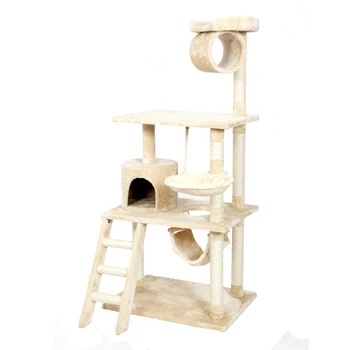 

H153cm Cat Toy Scratching Wood Climbing Tree Big-size Cat Jumping Toy with Ladder Kitten Climbing Frame Cat Furniture Cat House