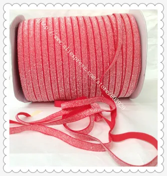 

Stretch Frosted Metallic Velvet Ribbon Hot Red Sparkle Ribbon 3/8" Elastic Glitter Velvet Ribbon