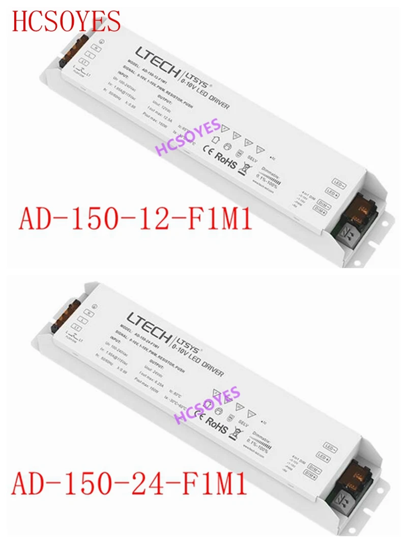 

LTECH CV Led Driver AD-150-12-F1M1/AD-150-24-F1M1 input DC 12V 12.5A 150W output PUSH DIM 0/1-10V dimming led driver for lights