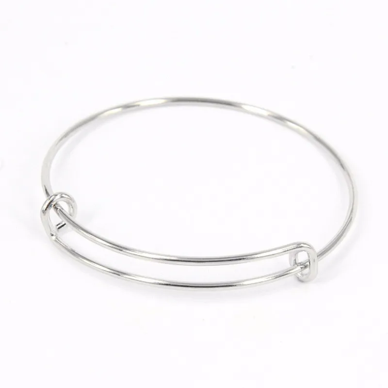 Wholesale 50 PCS Alloy 3 Colors Expandable Wire Bangle Adjustable Charm