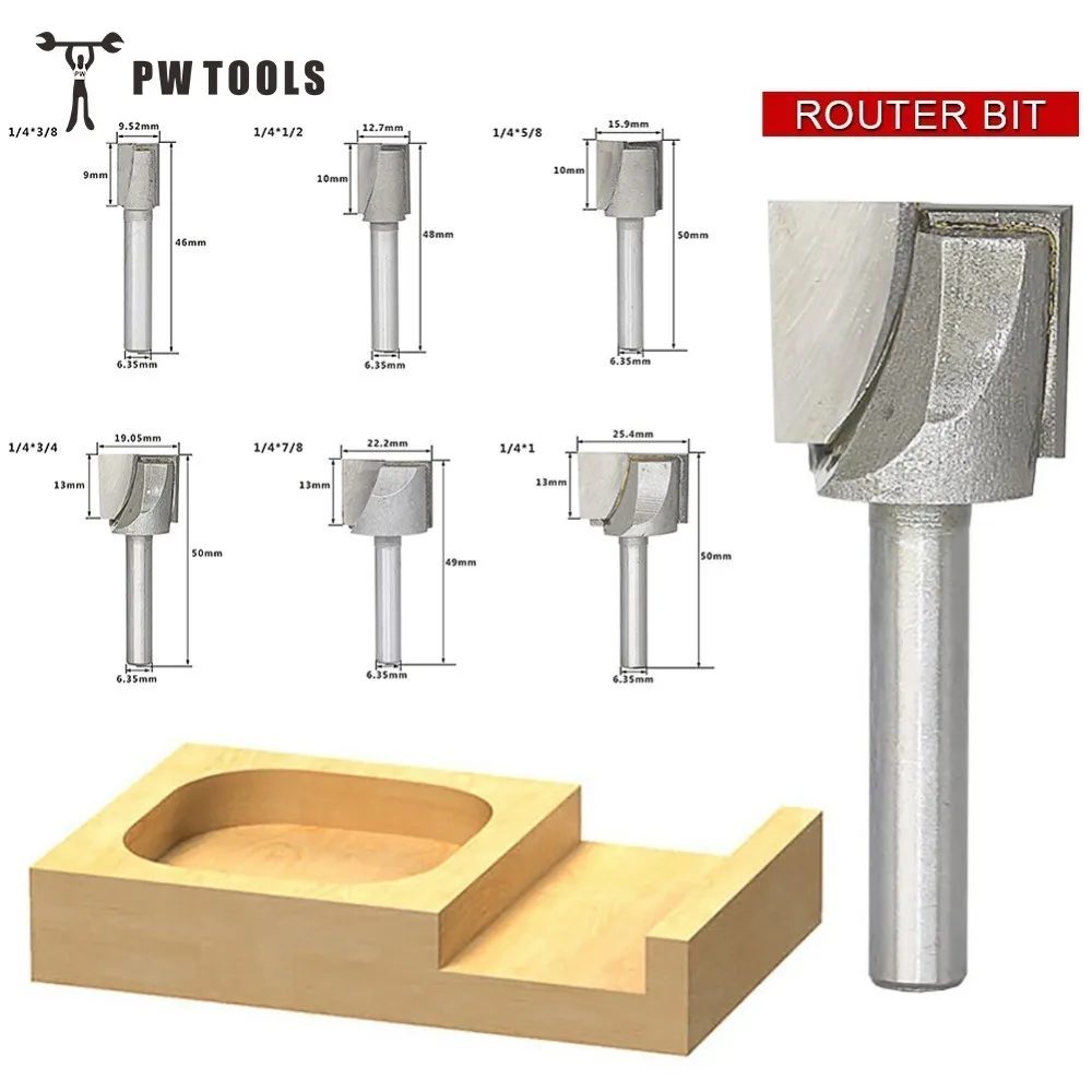 

1pc 1/4" Shank 2 Flute Straight Bit Woodworking Tools Router Bit For Wood Carbide End Mill Milling Cutter