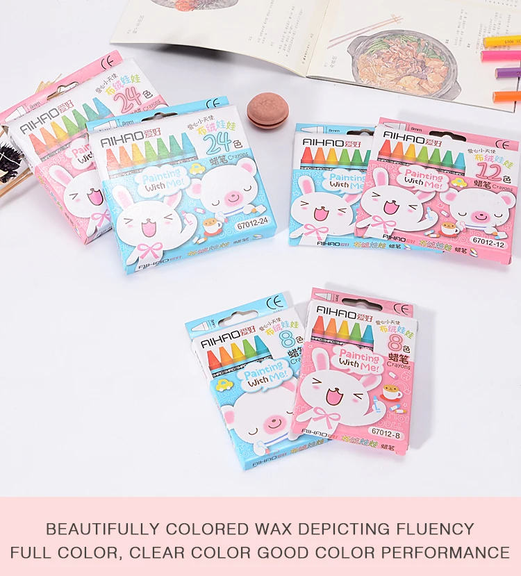 Kawaii Animal Art Markers Pen Cute Colored Print Non-Toxic Crayon Oil Painting Stick Highlighters Pens School Stationery Gift