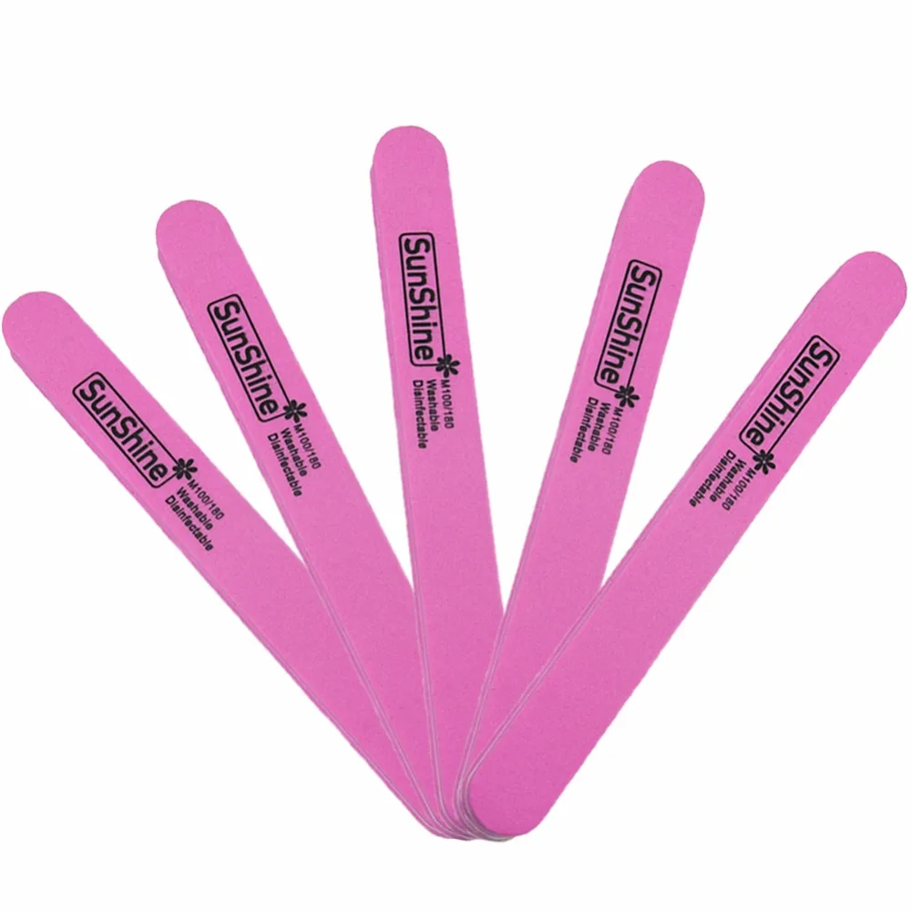 5pcs 100/180 Girt Sanding Nail Art Sandpaper Designs Pink Nail Files Buffer Manicure Polishing