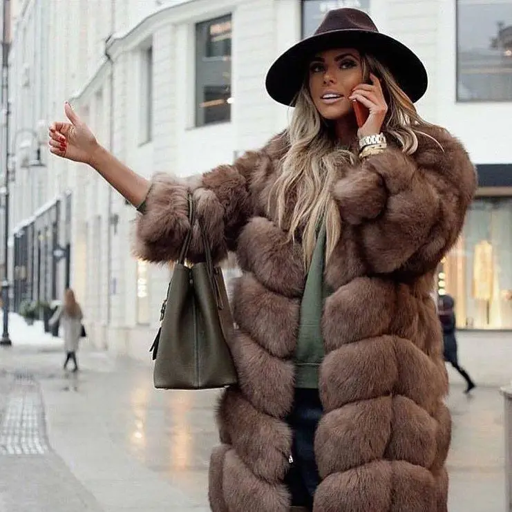 

Winter 2019 New Collection Real Fox Fur Vest Long Section Outwear Warm Natural Fur Coat Luxury Ladies Genuine Fur Garments