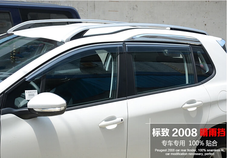 Car Door Window Visor Wind Rain Sun Guards Visor Vent Trims for Peugeot