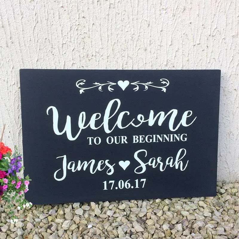 Personalized Wedding Welcome Sign Custom Groom Bride Name Rustic Wooden Party Decor Decals | Дом и сад