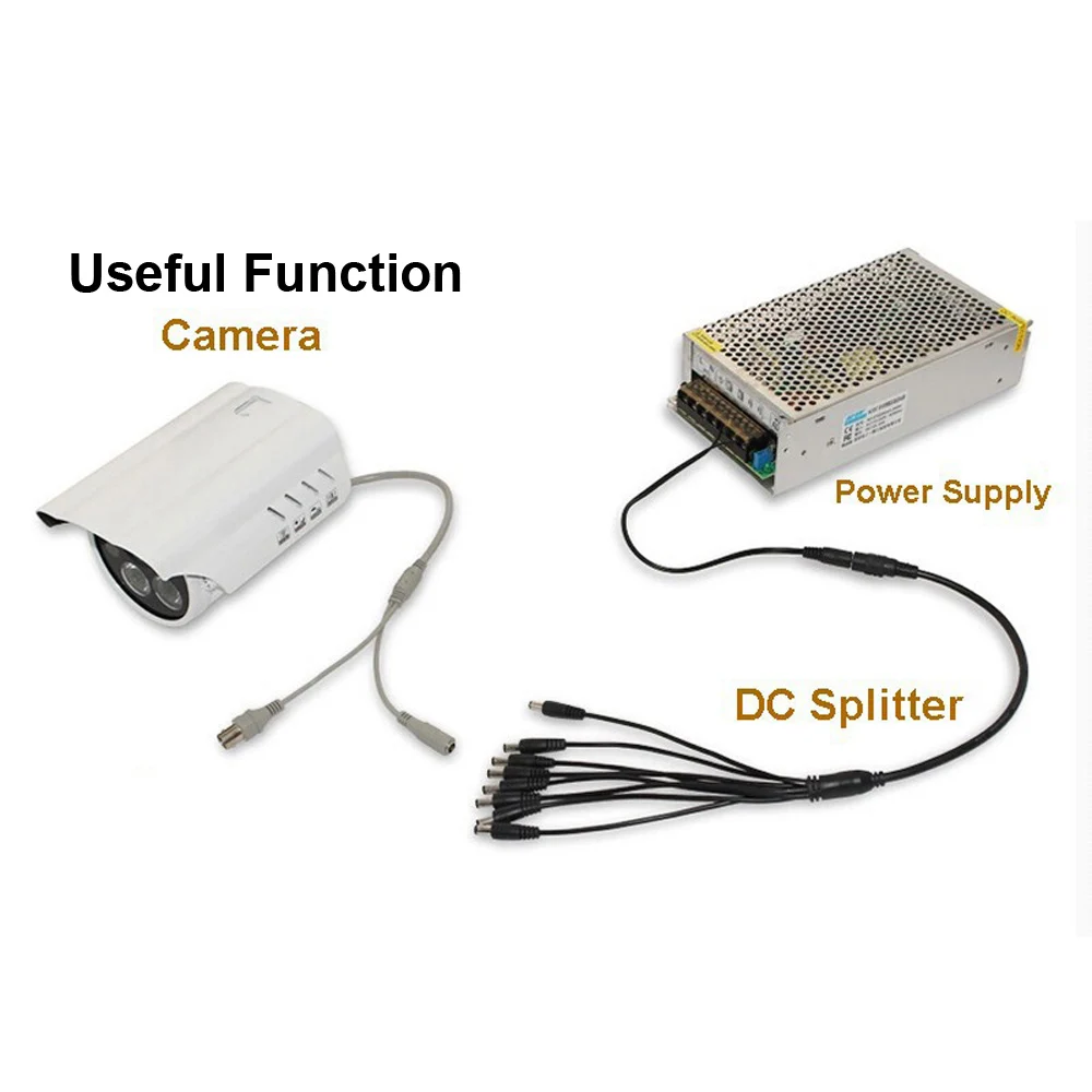 OwlCat DC 1 Female to 8ch Male Power Splitter Cable for CCTV Security Video Surveillance System IP AHD TVI CVI Cameras Power