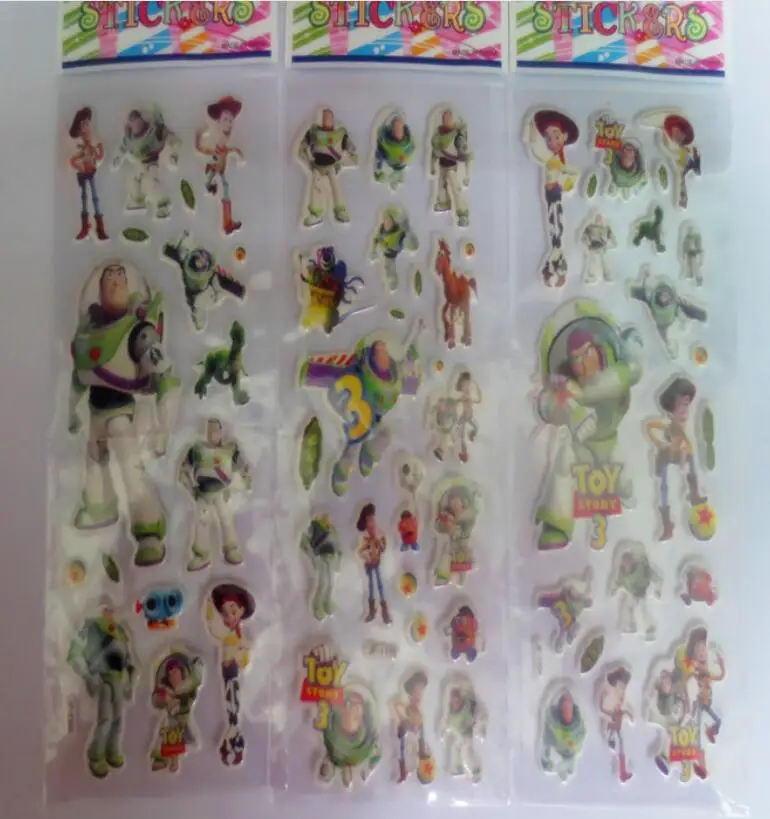 1 Set Stickers Toy Story 4 Figure Stickers Woody Buzz Lightyear Alien Dog Bear Mochila Pegatina Toys Skateboard Notebook Sticker - Цвет: 3PCS Set