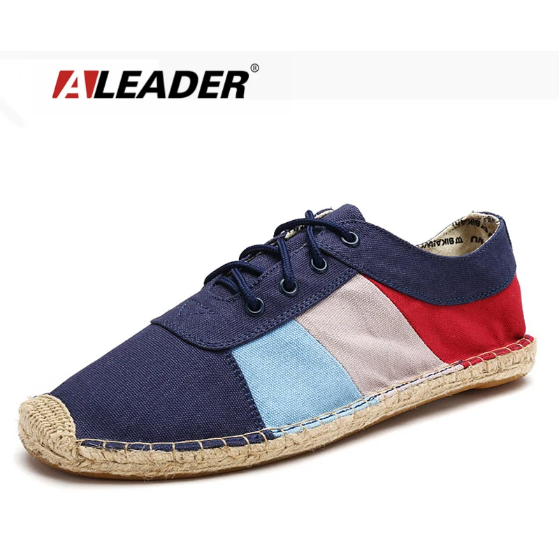 Aliexpress.com Comprar Aleader Moda Casual Alpargatas Zapatos de Lona de Los Hombres Respirables 2016 de Primavera A Rayas de Encaje de Los Hombres