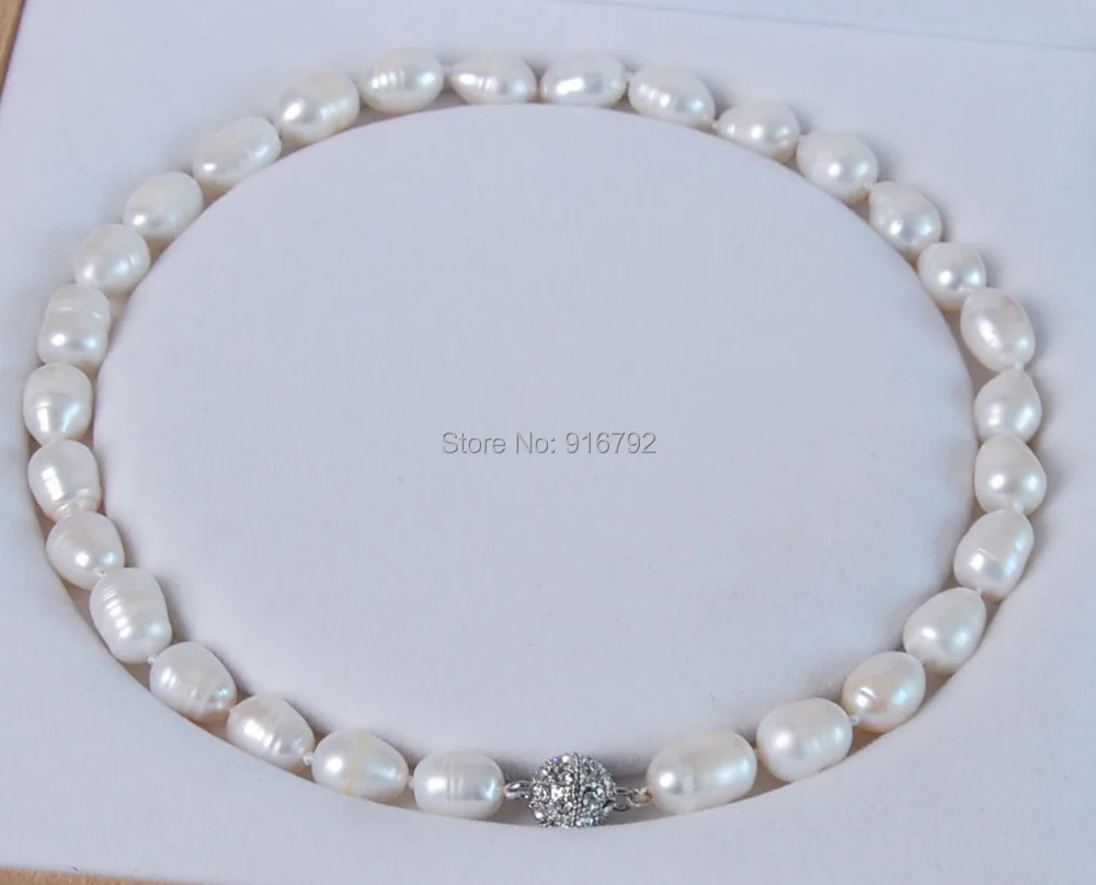 

YH@CS >>Big 11-13MM Genuine white akoya cultured pearl necklace Magnet Clasp 18"/