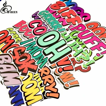 

25pcs/lot oops bang boom wow pow stickers travel bag Luggage Guitar laptop waterproof sunscreen PVC Car decals