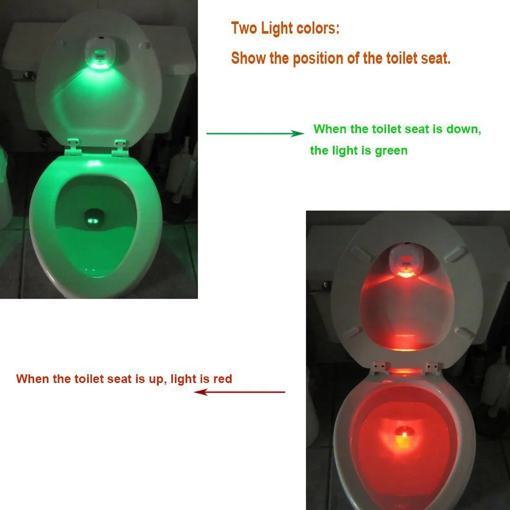Ночной свет для туалета с автоматическим зондированием, сияющий светодиодный подсветка для сиденья с автоматическим датчиком движения PIR, туалет для дома, ванная комната, красный и зеленый орнамент, свет