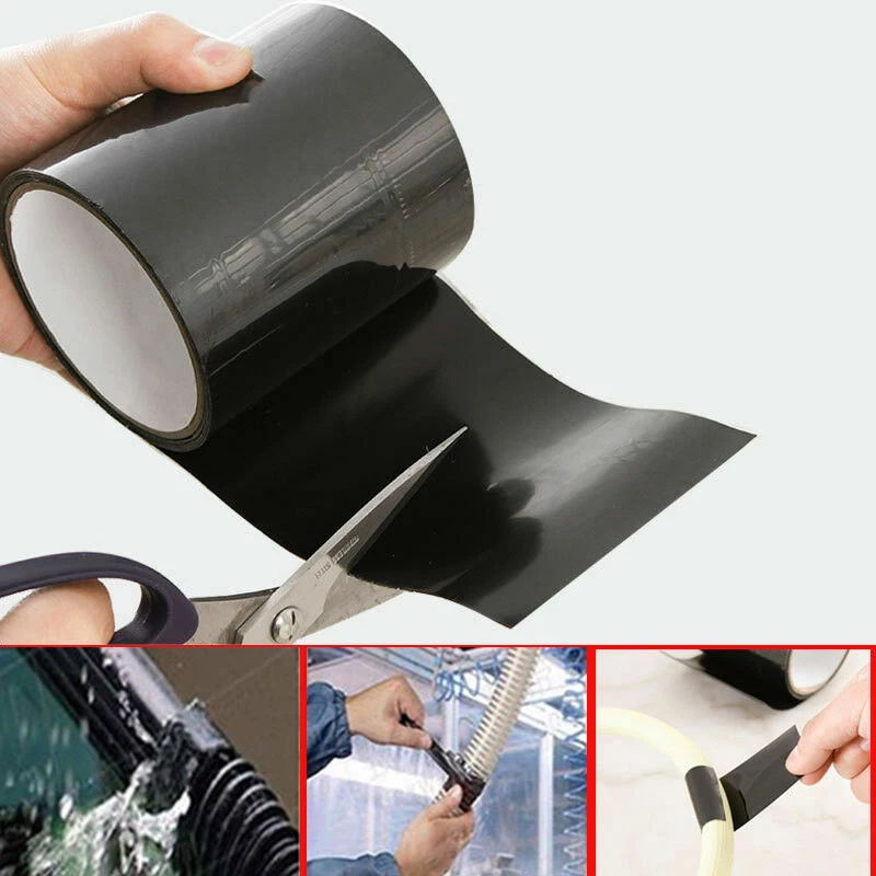 Черная резиновая силиконовая ремонтная водонепроницаемая клейкая лента спасательная самоплавящаяся 1 шт. электрическая лента