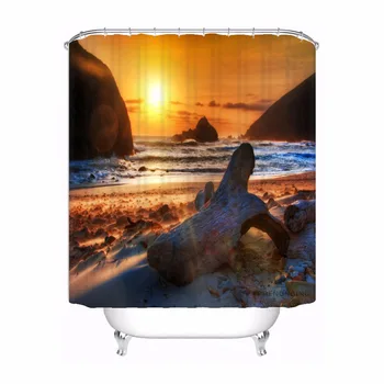 

Custom Beautiful View Sunset Ocean Shower Bath Curtain Mildewproof Waterproof Polyester Various Sizes#180417-03-16