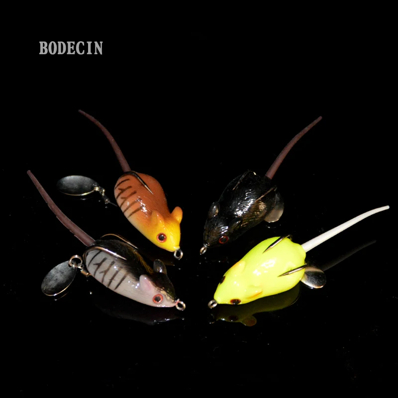 4PCS Fishing Lure Soft Lures For Fish Bait Hollow Body Mouse Baits China Artificial Swim Bait Shad Topwater Snakehead Hooks Sea (6)
