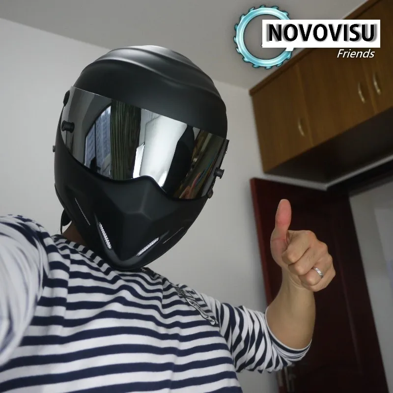 For NOVOVISU The STIG Matte Black Helmet with Silver Visor Capacete Casco De  Bag+ SIMPSON Sticker For Gifts Moto Helmet 05
