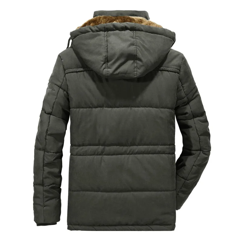 Мужская зимняя куртка размера плюс, Толстая теплая парка, флис, мех, с капюшоном, военная куртка, шерстяная подкладка, пальто, мужская верхняя одежда, ветровка