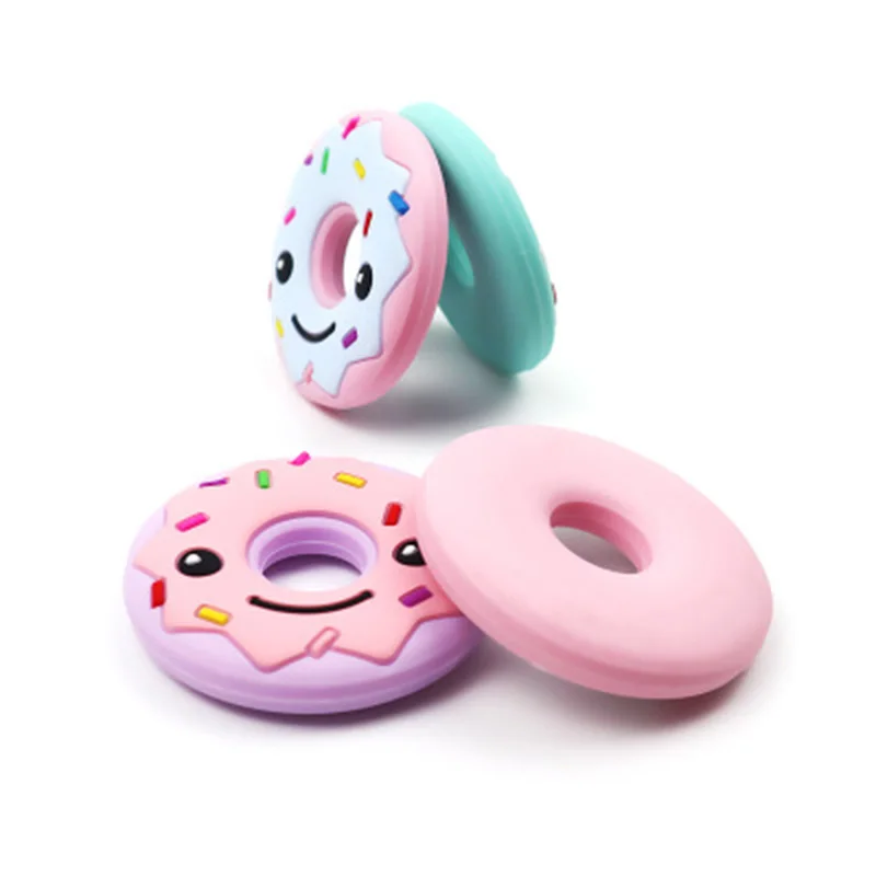Прорезыватель помощь детские зубы растут Уход силиконовый пончик Кольцо Круглый смайлик лицо BPA детские игрушки