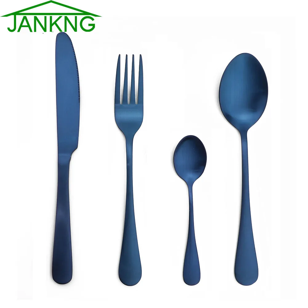 Service for 4 Matte Finish Colorful Rainbow JANKNG 20-Piece Stainless Steel Flatware Set