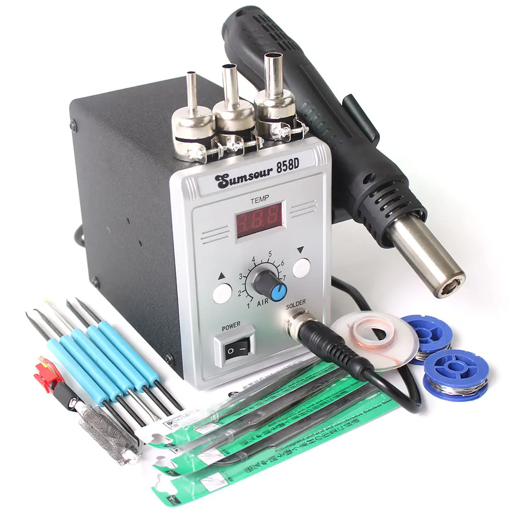 

Digital Solder Desoldering Station 858D 700W BGA ESD Heat Gun Solder Rework Station Hot Air Gun Welding Repair Tools With Gift