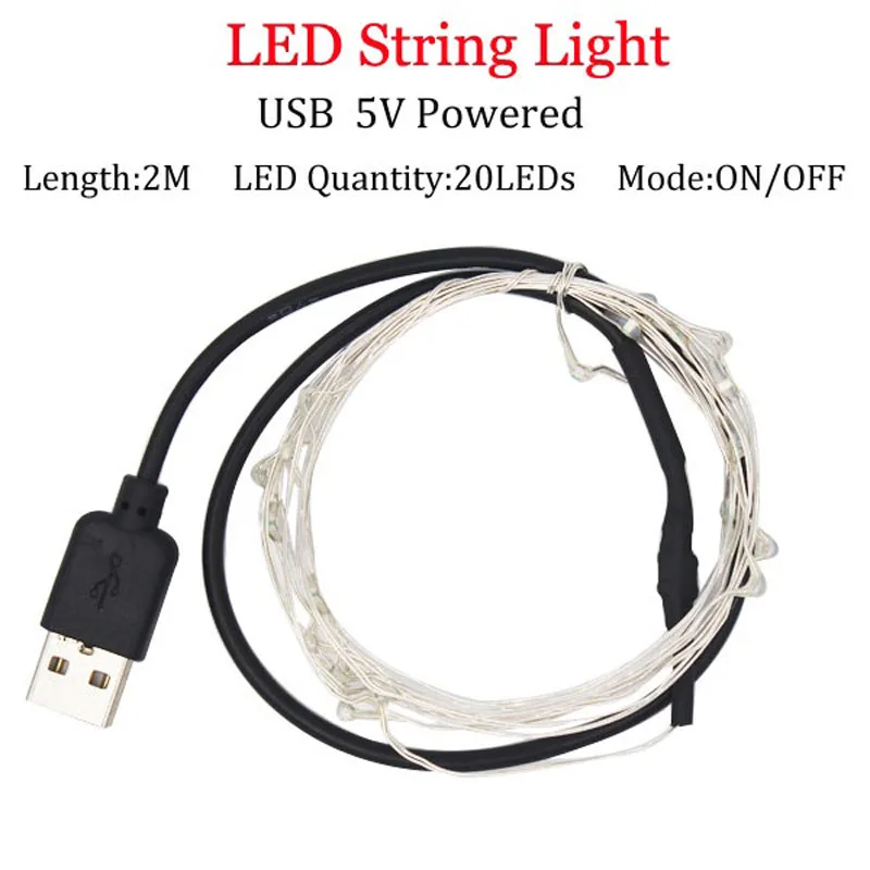 USB LED String Light 10M 5M Waterproof Silver Wire Outdoor Lighting Strings Fairy Lights For Christmas Wedding Decoration
