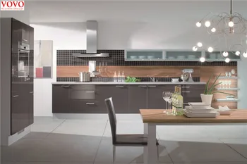 

High gloss gray kitchen cabinet