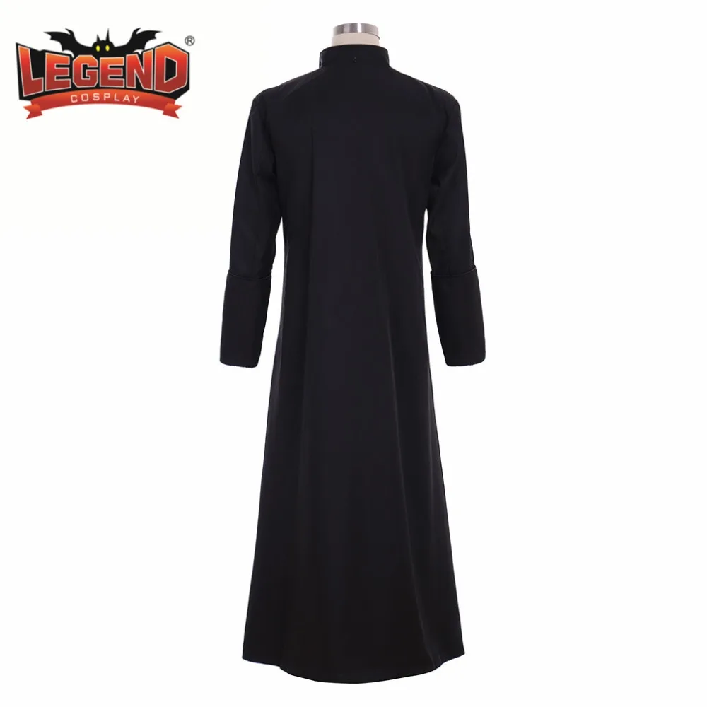 Roman Black Priest Cassock Robe Gown Clergyman Vestments Medieval Ritual Robe Gothic Wizard Costume Black Priest Robe cosplay