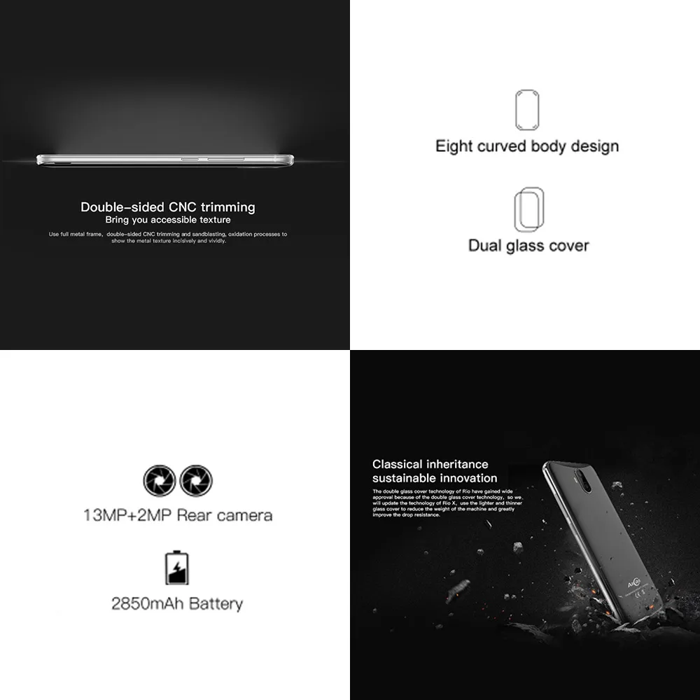  Allcall Rio X 3G Smartphone 13MP+2MP Rear Dual Camera Android 8.1 18:9 5.5 Inch MTK6580 Quad Core 1