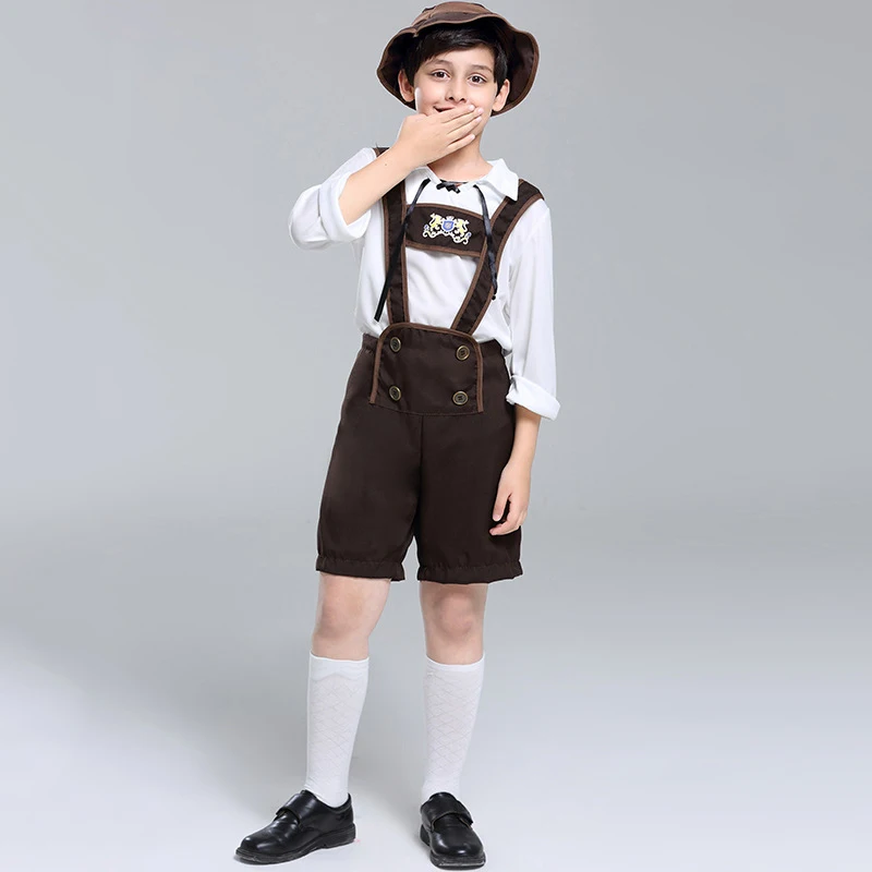 Коллекция 2019 года, детские костюмы Октоберфеста, Топы + штаны + шляпа, немецкое пиво, баварское карнавальное платье на Хэллоуин, Рождество