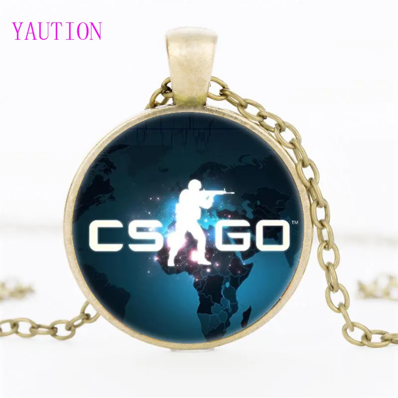 

3/Color Games CS GO Glass Chain Necklace For Men CSGO Anime Neckless Male Collier Homme Statement Pendants Jewelry Best Gift